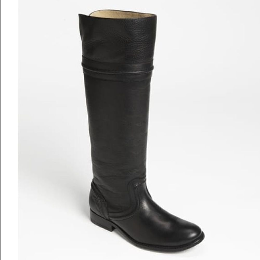 Frye Melissa Trapunto Tall Black Leather Boots